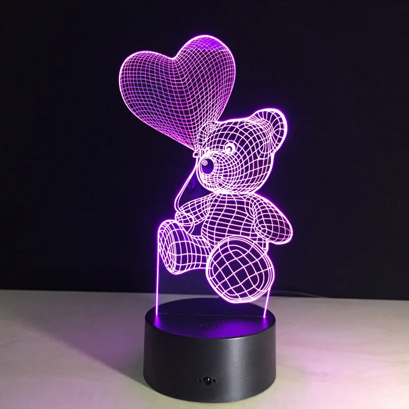 

Светодиодная лампа с Usb, 3d лампа, мультяшное милое сердце, медведь, форма, акриловая Светодиодная лампа, 3D детский ночник, светильник льник дл...
