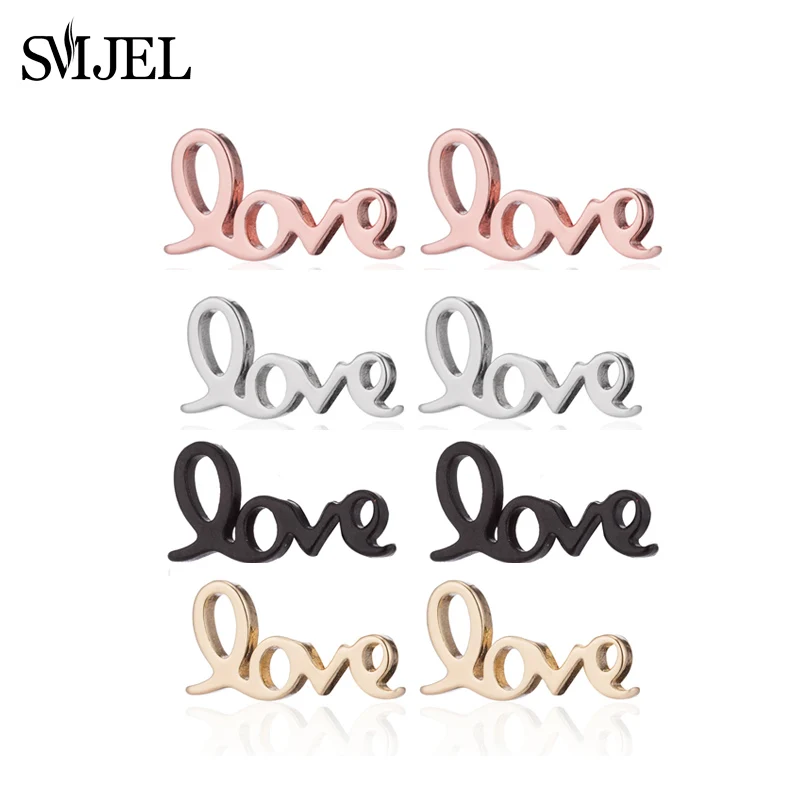 

SMJEL Tiny Letter Stainless Steel Earrings Geometric Love Heart Stud Earrings for Women Jewelry Girlfriend Gift pendientes