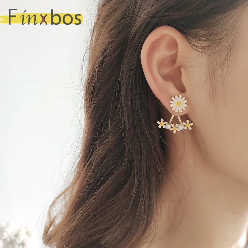 

Finxbos 925 Sterling Silver Golden Daisy ear studs for woman
