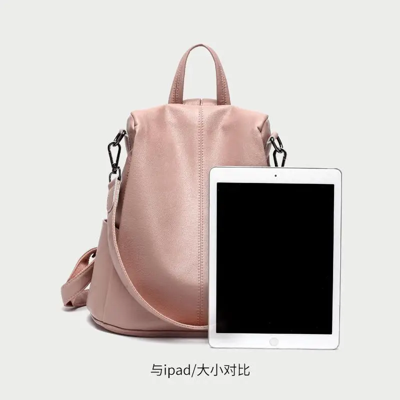 Рюкзак из овечьей кожи с защитой от кражи Mochila, дорожная сумка, Женская Повседневная модная школьная сумка на плечо