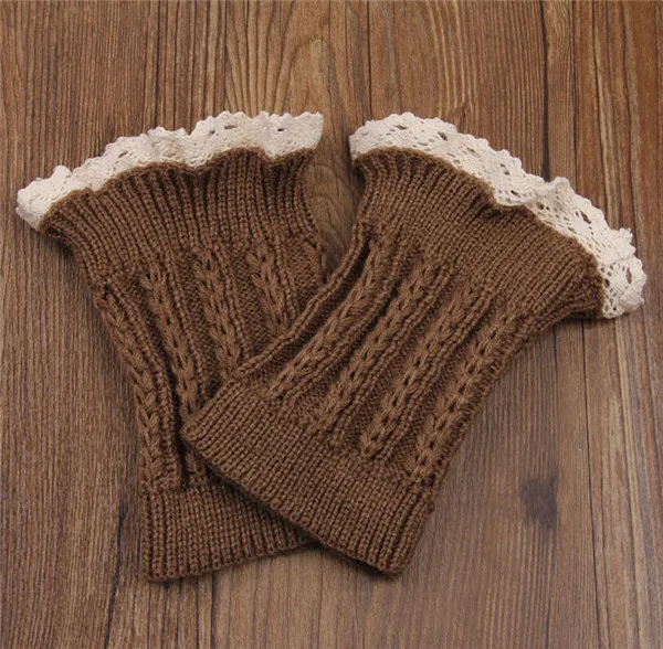 Khaki Модные вязаные сапоги с двойными пуговицами; короткие гетры с манжетами; женские носки для обуви; модные вязаные сапоги с кружевной отделкой; аксессуары - Цвет: Khaki