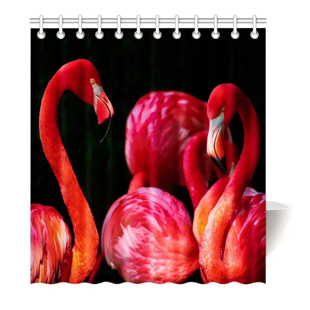 &quotЛюбовь&quot &quotПтицы&quot Страстный Фламинго душ Шторы печать Водонепроницаемый