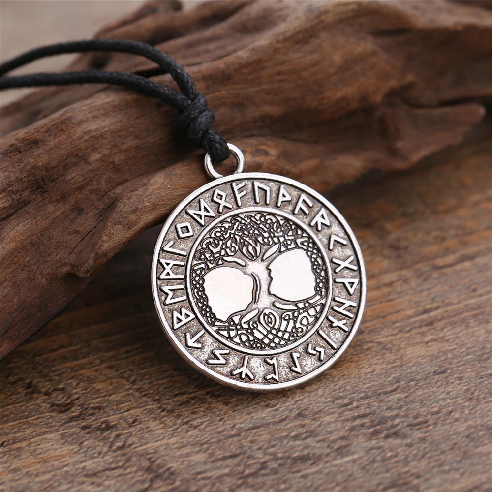 Круглая Подвеска Teamer Wicca ожерелье из норзы руны викингов дерево жизни уплотнение