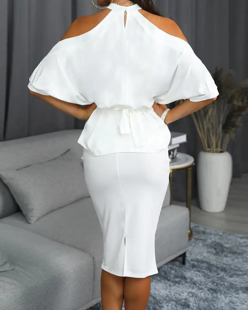 Летний женский сексуальный комплект из двух предметов с открытыми плечами