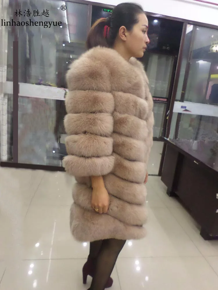 Linhaoshengyue длиной 90 см натуральная Искусственная шуба из натурального меха |real fur