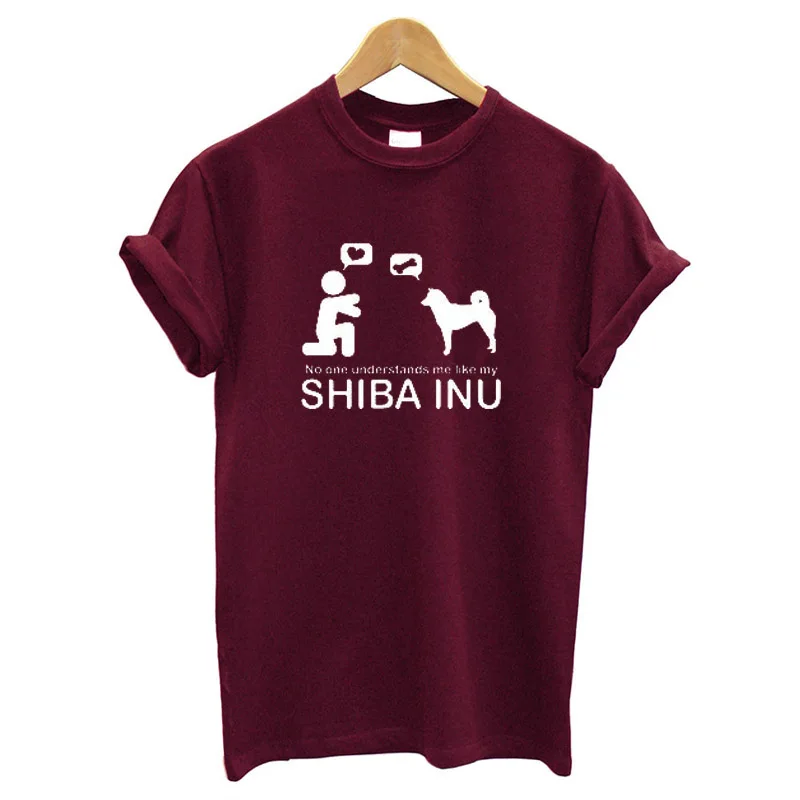 EnjoytheSpirit, женская футболка с надписью «No One custom Me Like My Shiba Inu», хлопковая Футболка с забавным принтом, футболка хорошего качества с круглым вырезом