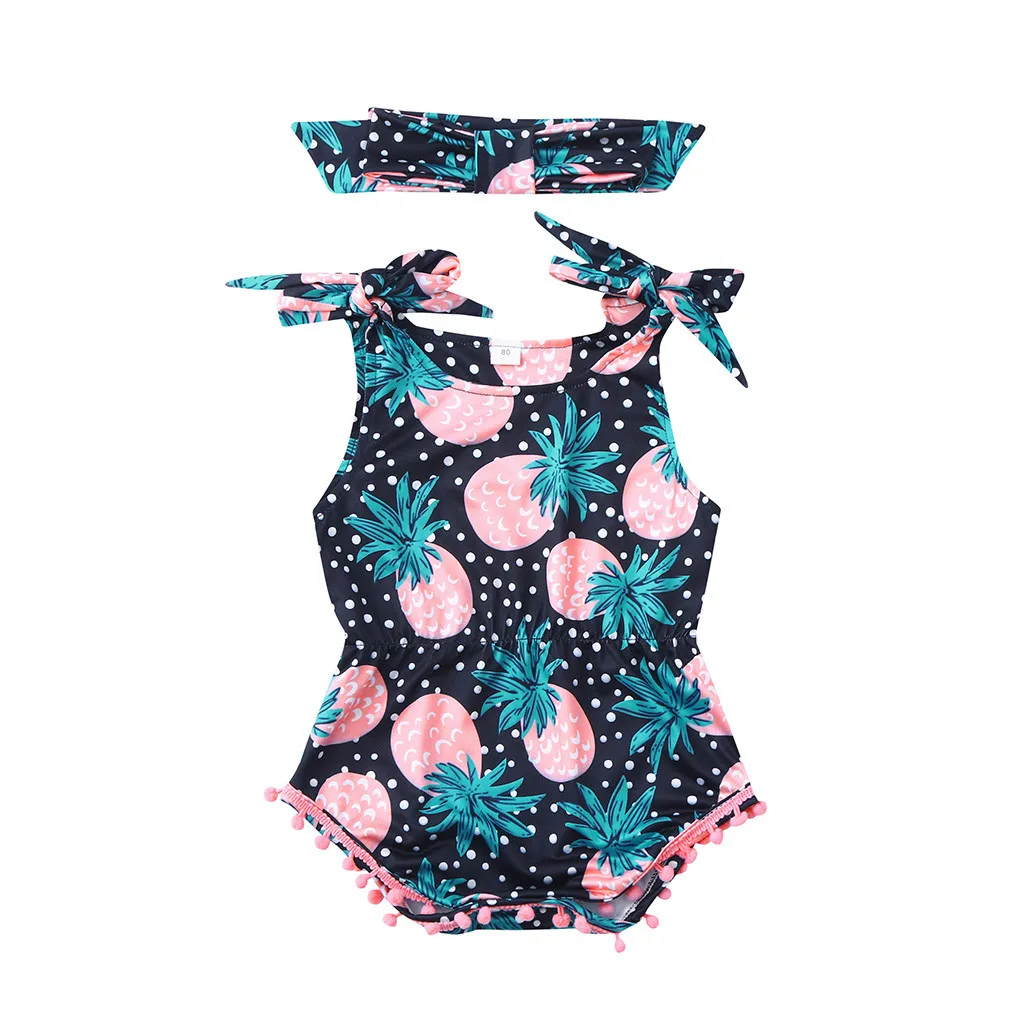 Комплект летней одежды из 2 предметов для девочек комбинезон с принтом ананаса