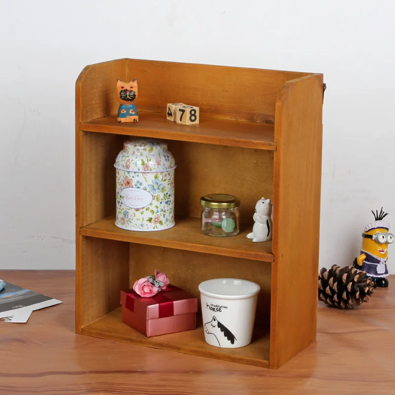 Многоуровневый деревянный шкаф для хранения мебели в стиле ретро настенный
