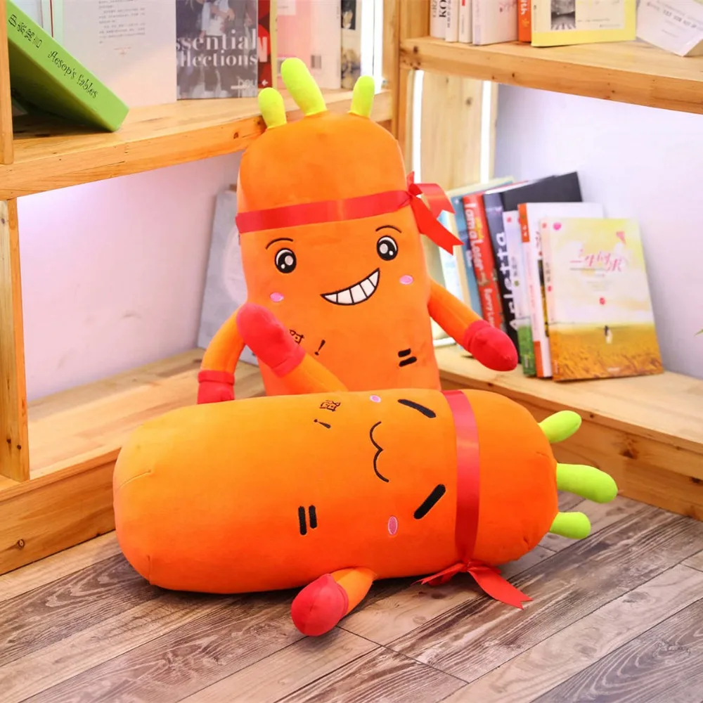 

65-95cm Cretive Simulation Boxing carrot Plush Toy Stuffed Plant Stuffed Down Cotton Super Soft Pillow Girl Cartoon Lovely Gift