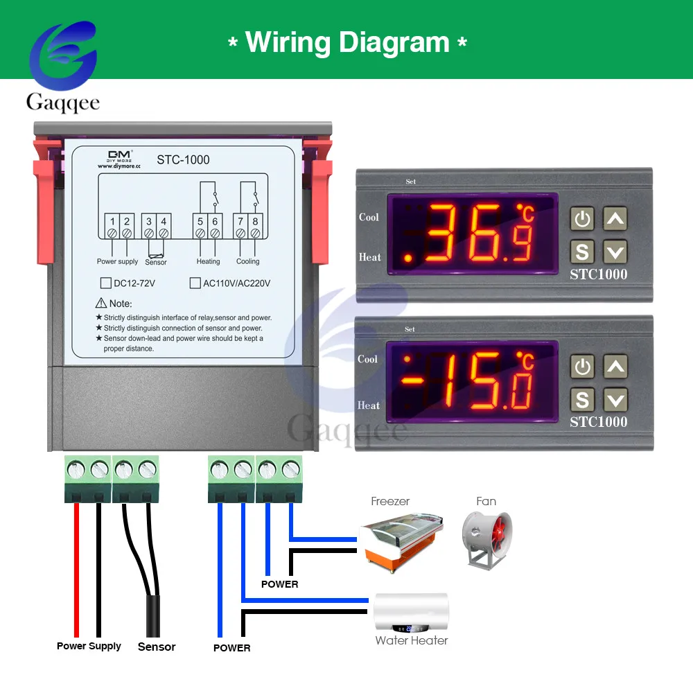 СВЕТОДИОДНЫЙ цифровой Температура регулятор STC-1000 DC 12 V-72 V 24V 220V терморегулятор Термостат для инкубатора W/обогреватель радиатор