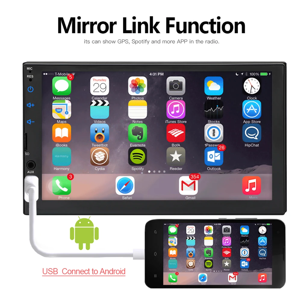 AMPrime 2din автомобильный радиоприемник 7 &quotсенсорный экран MP5 плеер Bluetooth USB AUX TF