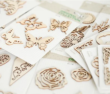 Деревянные высечки декоративные клеи винтажная Лазерная резка для скрапбукинга