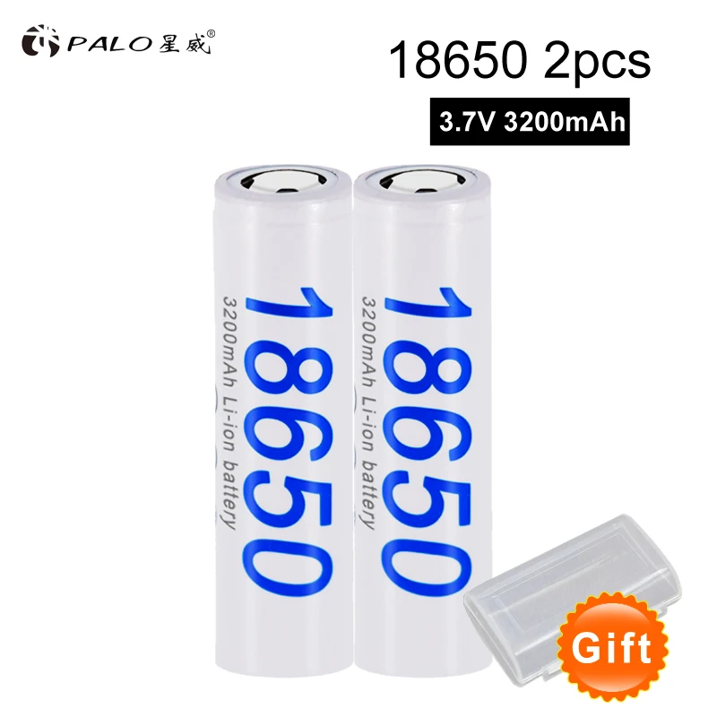 2 pcs PALO 3200mAh 2-24pcs 18650 литиевая аккумуляторная батарея литий-ионные батареи для Panasonic фонарик электронные сигареты - Цвет: 2 pcs