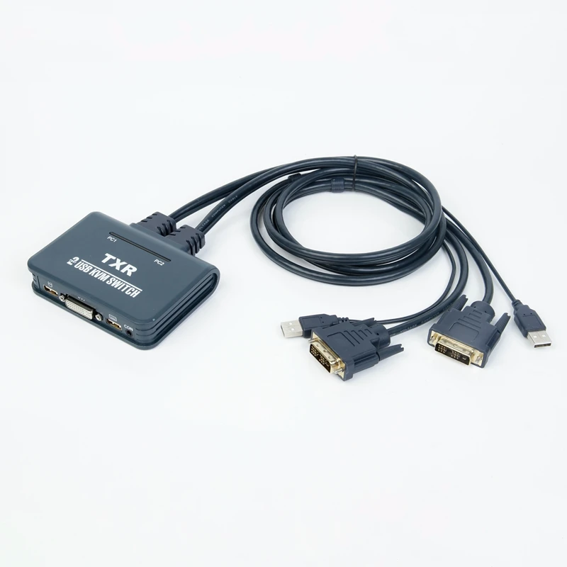 2 порта Usb 0 в 1 выход Dvi Kvm переключатель коробка с аудио-видео кабелем для монитора