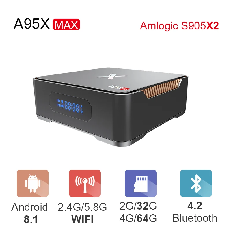 Новый 2019 A95X MAX X2 Android 8 1 4G 64G Amlogic S905X2 2 &amp 5G Wifi BT 4 1000M Smart tv Box set top box PK TX9 X92 | Электроника