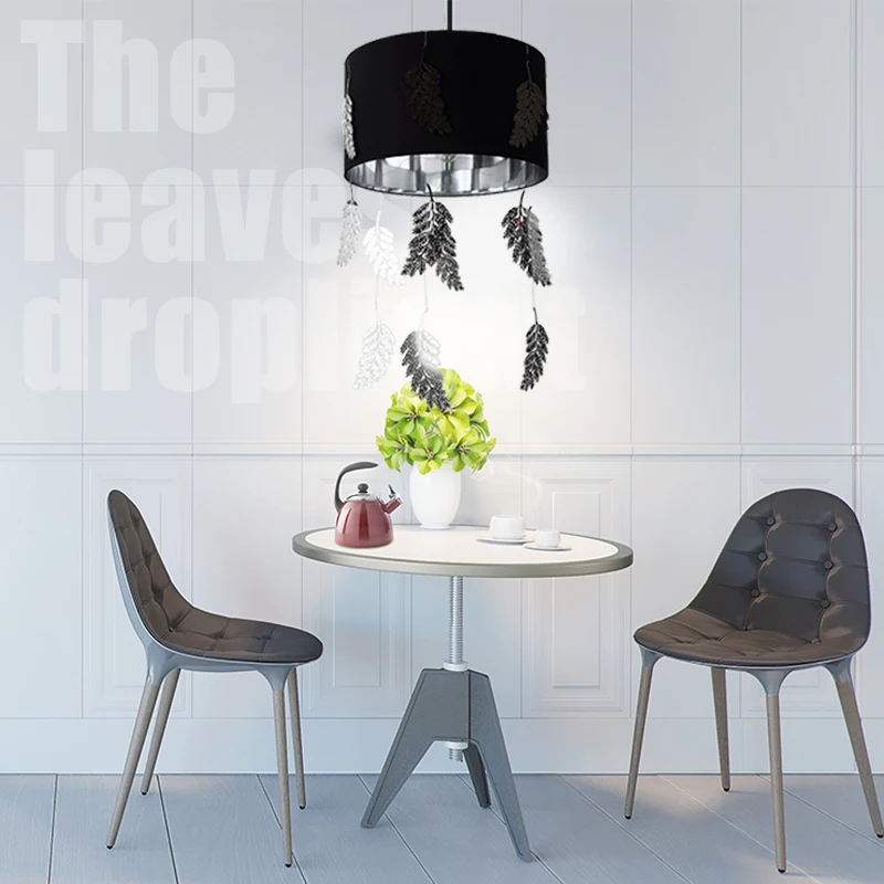 Современный круглый подвесной светильник в виде листьев из нержавеющей стали