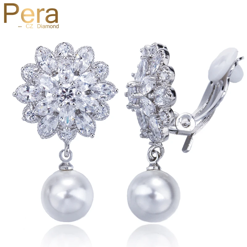 Элегантные женские серьги клипсы Pera для вечеринки в форме большого цветка с