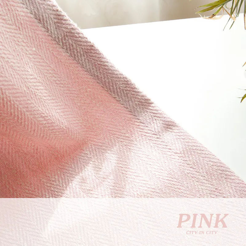 pink Затемненные занавески в полоску для домашнего декора, занавески для гостиной, драпировка в стиле принцессы, розовые занавески из искусственного льна для спальни Rideaux - Цвет: pink