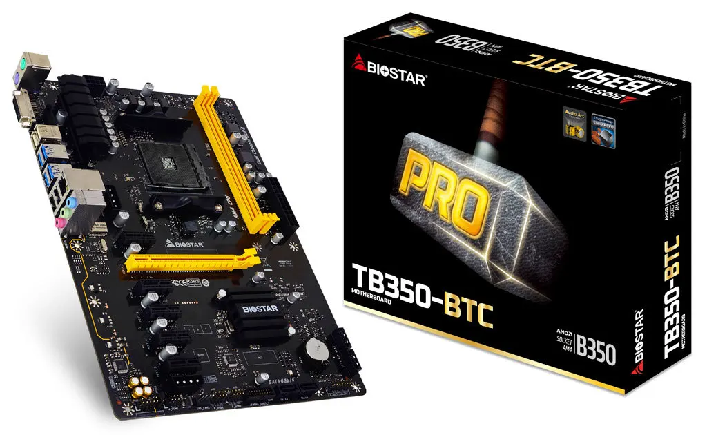 Оригинальная материнская плата BIOSTAR для майнинга AM4 B350 Dig с поддержкой 6