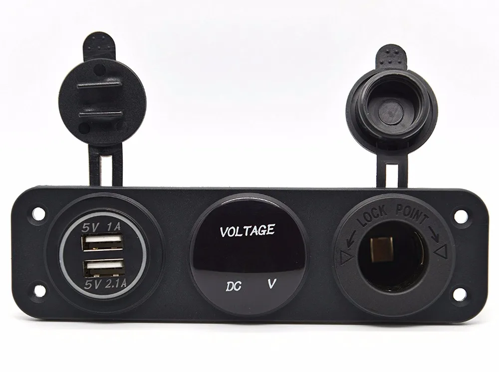 Тройное зарядное устройство с двумя USB-портами панельный разъем для автомобиля