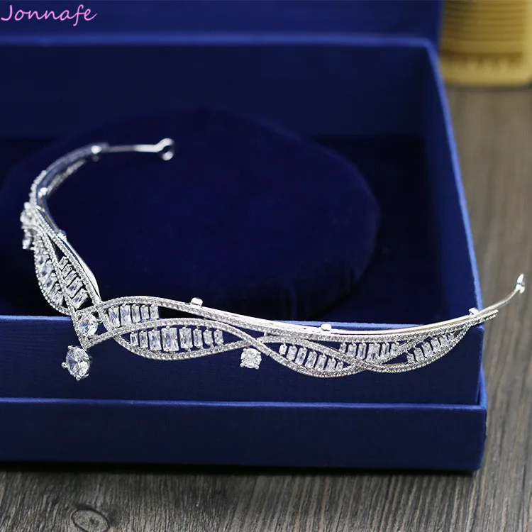 Jonnafe Fashion Zircon Princess Crown Women Patry Headpiece Wedding Silver Tiara Bridal Hair Accessories Jewelry | Украшения и