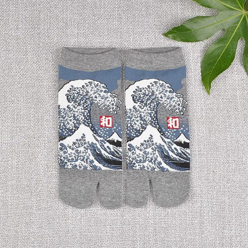 Design 2 Модные сандалии с раздельным носком в японском стиле короткие носки Geta Kimono Вьетнамки, волнистые хлопковые носки Sakura носки-башмачки 1 пара ZXY9729 - Цвет: Design 2