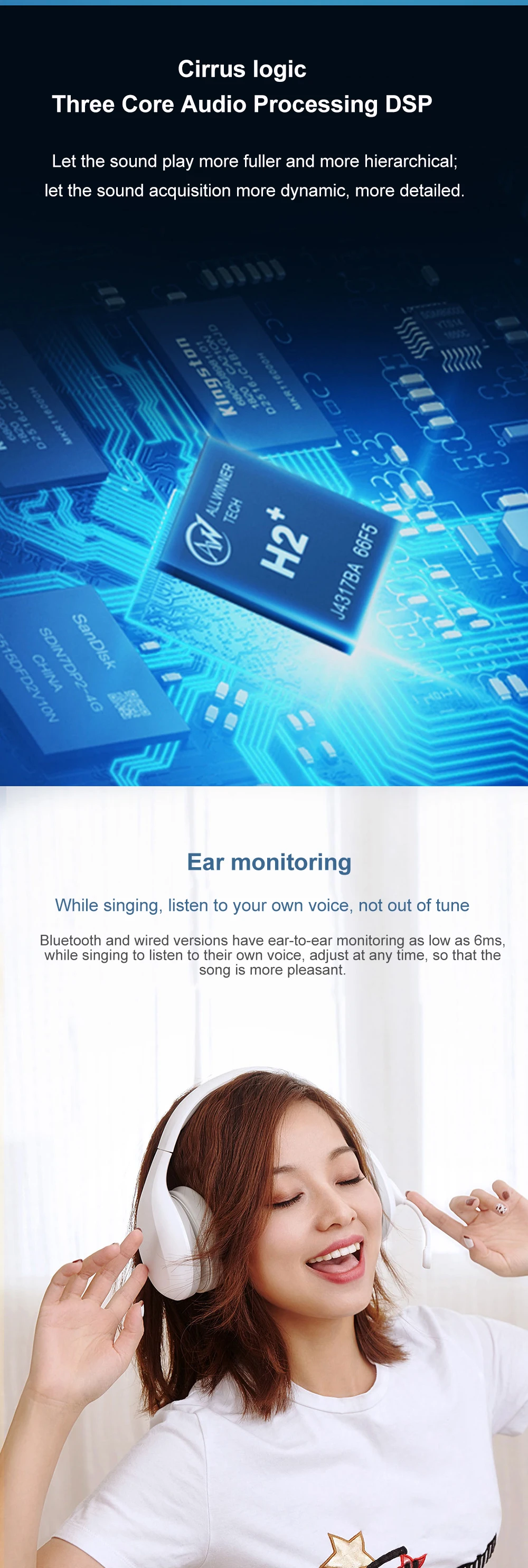 Xiaomi Новинка, беспроводная bluetooth-гарнитура, микрофон, проводные наушники, монитор, наушники, изменение голоса для пения! Изготовитель: Smule, Everysi