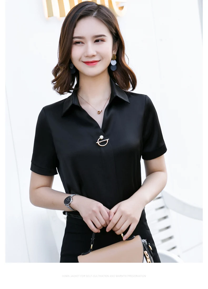 Naviu Новая модная рубашка летние женские топы и блузки с коротким рукавом blusas для офисный официальный для женщин одежда