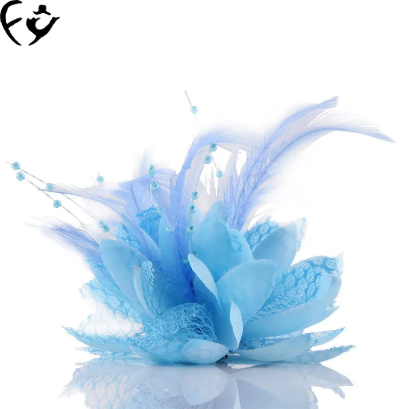 Свадебный головной убор ручной работы из бисера для невесты цветочная тканевая