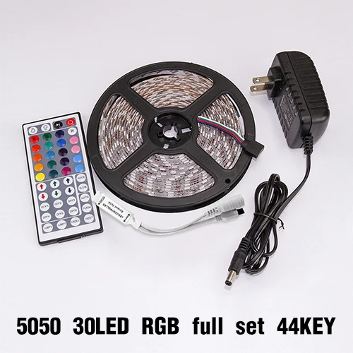 5050 30LEDRGB 44KEY led Strip 60LED IP65 Waterproof RGB 5M 10M 15M Led Strip Light 12V 2A SMD5050 Flexible Strip Tape Light Cable Smart Pixel Strip - Испускаемый цвет: 5050 30LEDRGB 44KEY