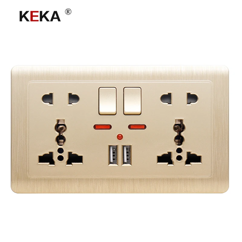Настенная розетка KEKA универсальная электрическая с двойным USB разъемом 146 5 В