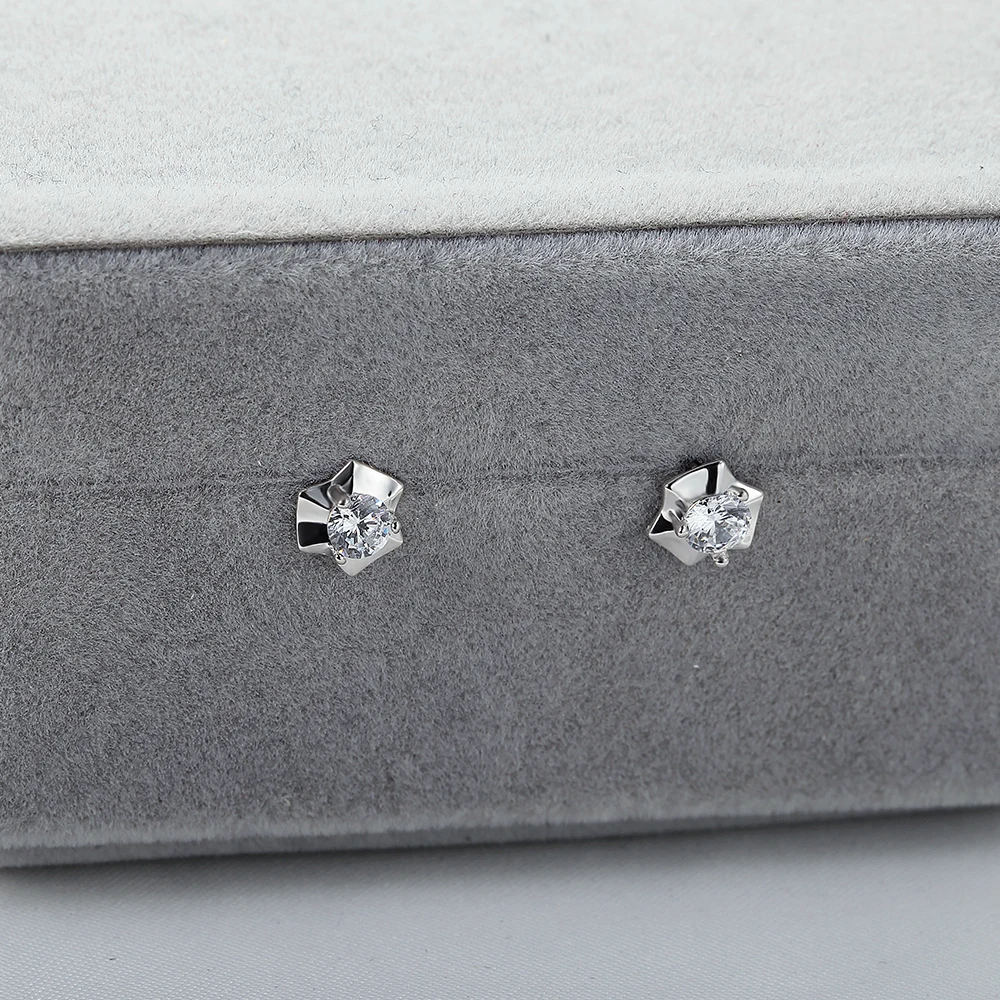 

100% 925 Solid Sterling Silver Stud Earrings Jewelry Dazzling Geometric Stud Earring For Women & Girls Sterling-Silver-Jewelry