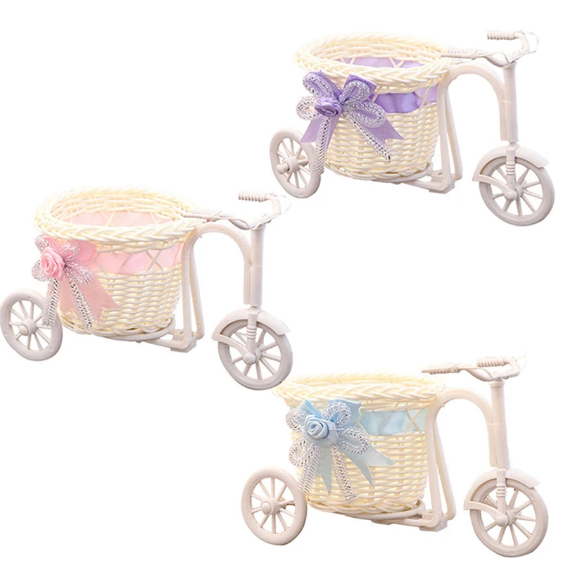 1 шт. в виде велосипеда из ротанга корзина для хранения поплавковая ваза