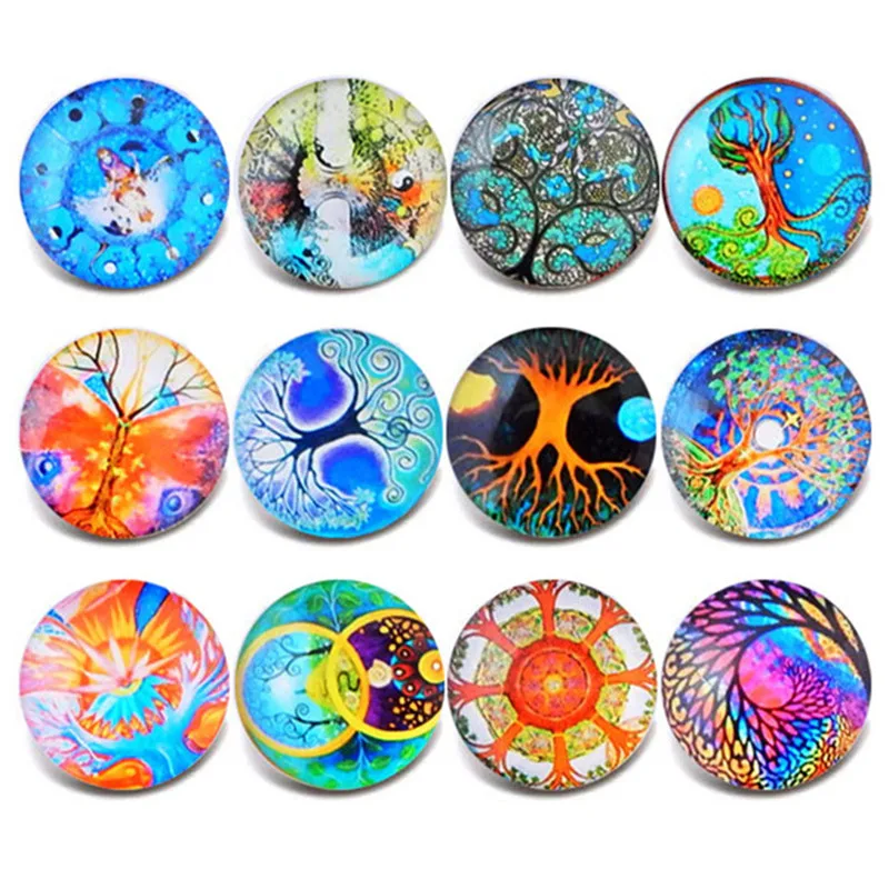 10 шт./лот новые стеклянные кнопки застежки для ювелирных изделий Древо жизни