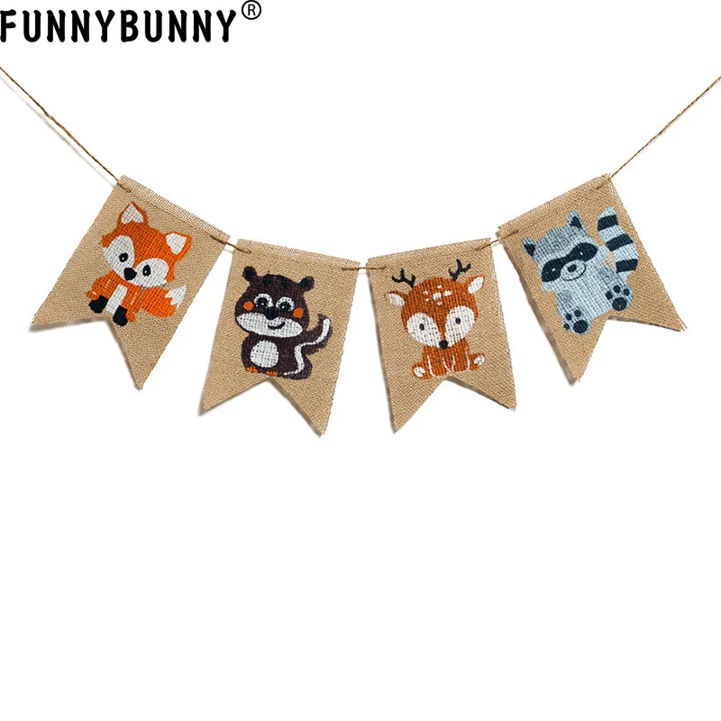 FUNNYBUNNY животные лиса белка олень енот Pull Flag день рождения белье ласточкин хвост