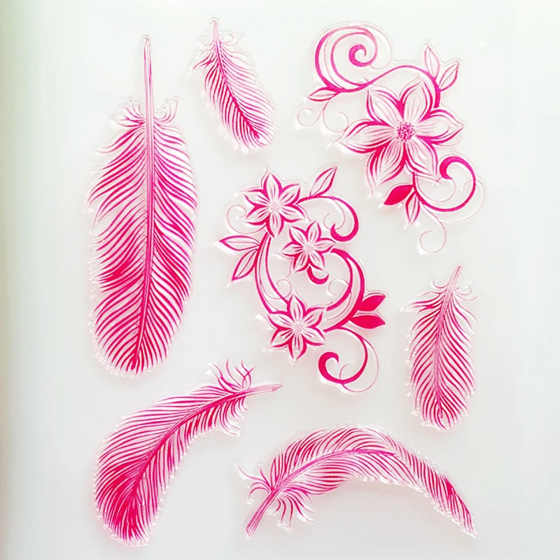 YLCS299 силиконовые прозрачные штампы с перьями для скрапбукинга альбом сделай сам