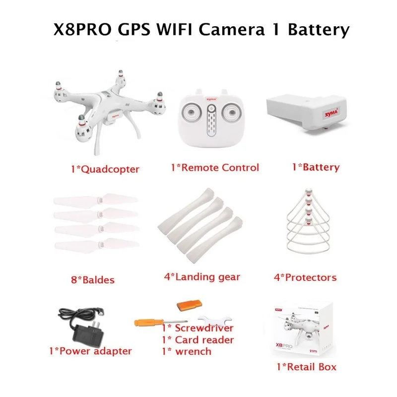 Новые дроны Syma X8 PRO с HD WIFI FPV камерой включая GPS Профессиональный Квадрокоптер