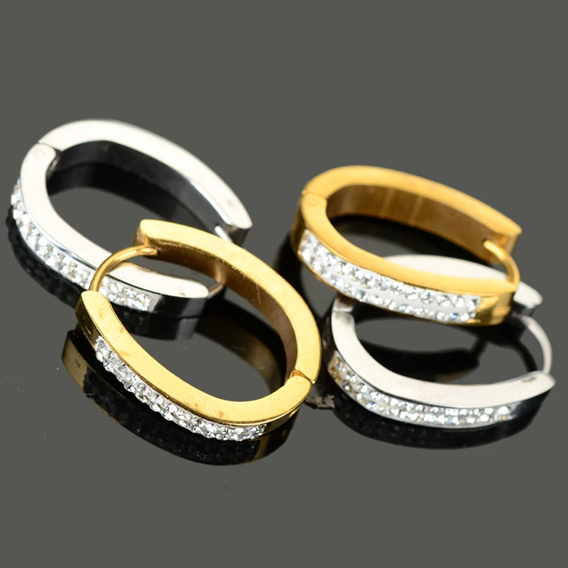 Серьги кольца Стразы из титановой стали в стиле панк для мужчин и женщин