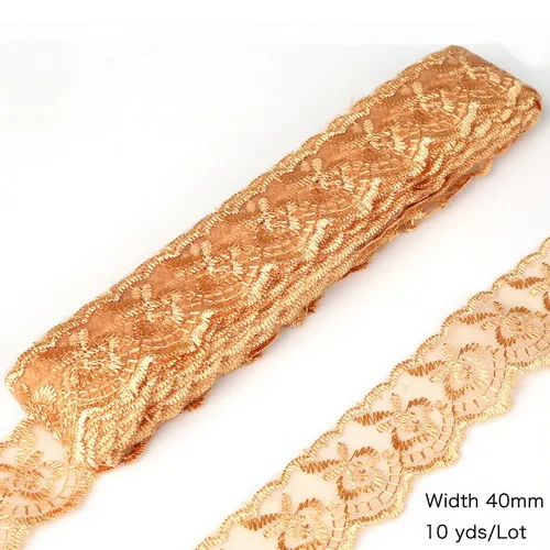 Light Brown 40 мм 10 ярдов/сумка кружевная лента с вышивкой DIY отделка Ткань для шитья свадьбы День рождения украшение для подарочной упаковки аксессуары - Цвет: Light Brown