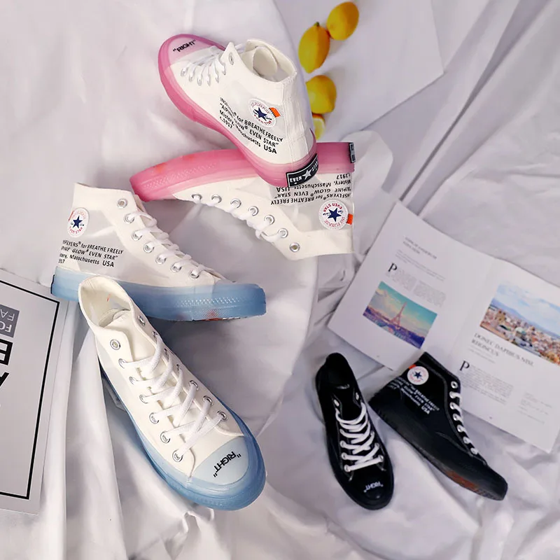 Прозрачная парусиновая обувь высокого качества Мужская повседневная с высоким