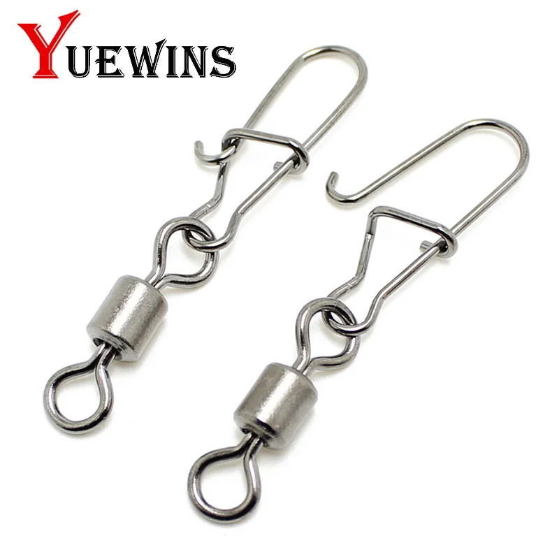 

Yuewins 20pcs Fishing lure Rolling Swivel with Nice Snap stainless steel Fishing Rolling Swivels Connector Fishing Tackle QA331