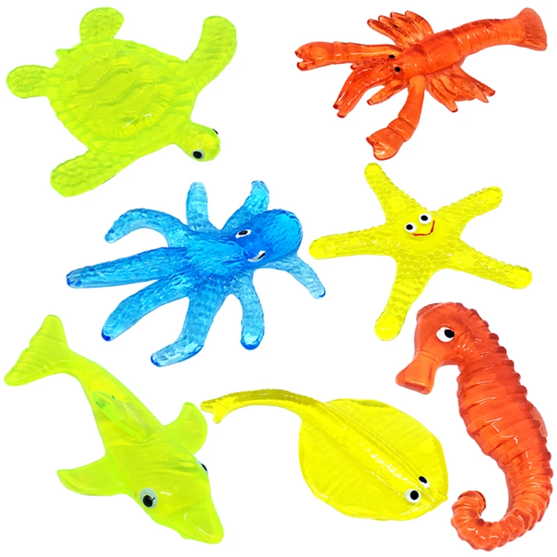 

3Pcs/Lot TPR Soft Material Decompression Starfish Octopus Shark Toy Sticky Marine Animal For Children Day Promotional Gifts