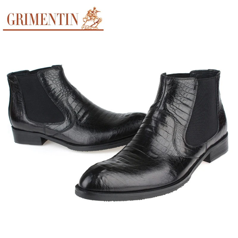 GRIMENTIN/Новинка 2017 года модные мужские ботильоны из натуральной кожи удобная