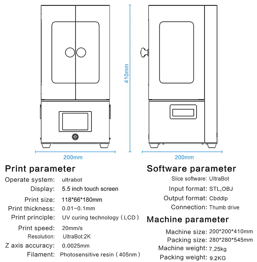 Scheibe 405nm матрица UV Licht Dual Z achse SLA 3d Drucker Photonen verbesserte UV Modul