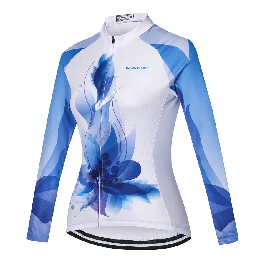 Flowers Shirt Weimostar Women Long Sleeve Cycling Jersey cycling clothing Bike MTB Tops Breathable Clothing Jackets | Спорт и