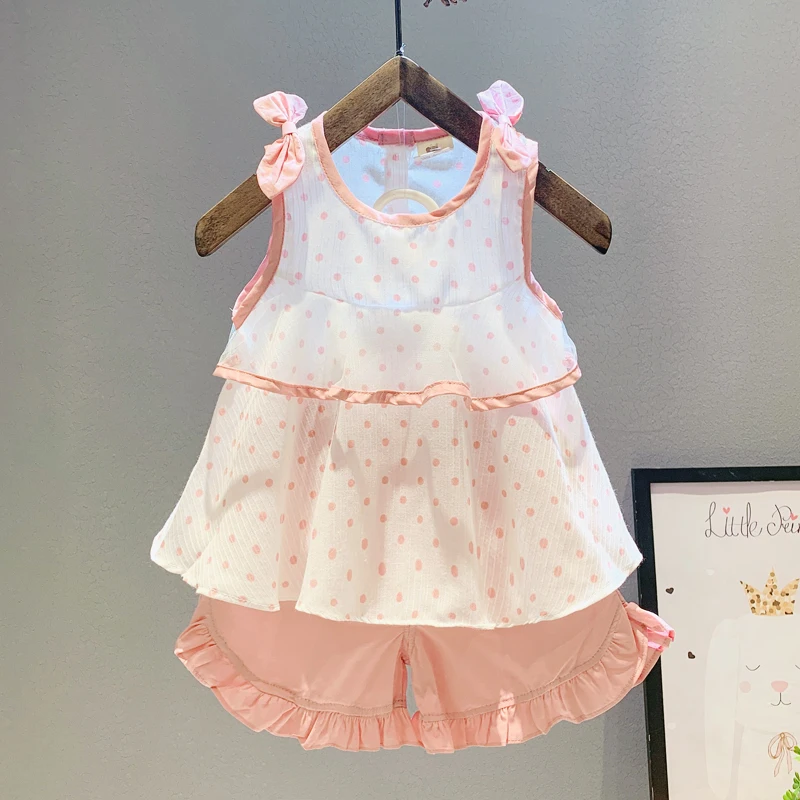 2 шт. хлопковая рубашка с круглым вырезом и шорты для девочек | Мать ребенок