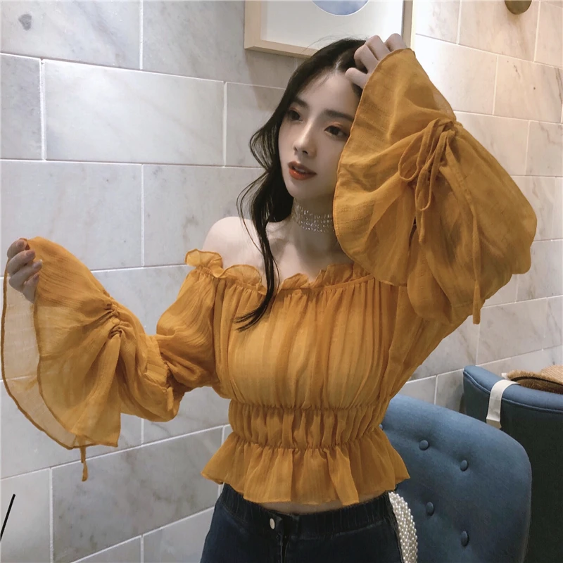 Женская блузка RUGOD Сексуальная Блузка с рукавами колокольчиками длинным рукавом