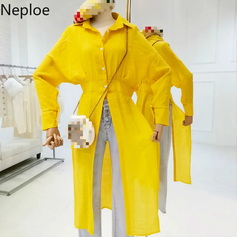 Neploe Твердые Женские топы лето 2019 Новая мода однобортный с длинным рукавом для