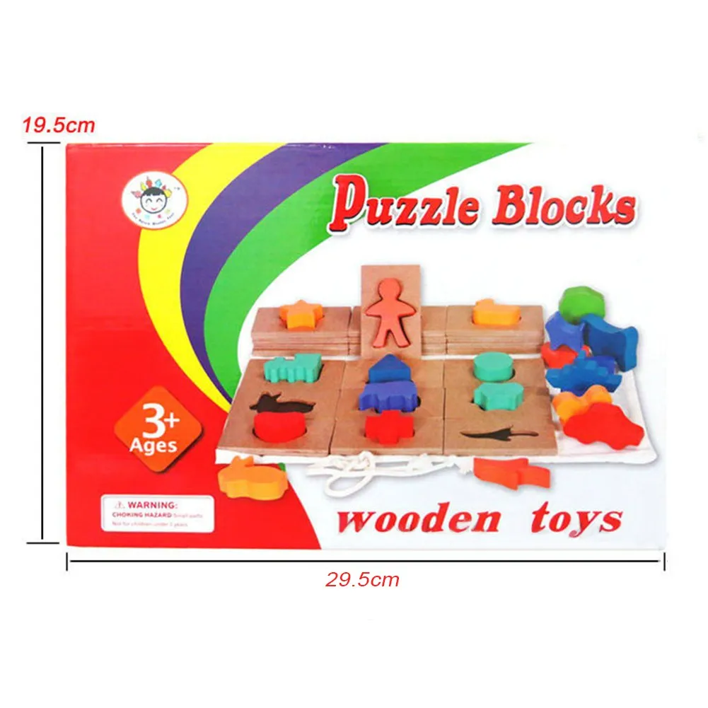 puzzle blocks Детские деревянные блоки-головоломки в форме животных, обучающие игрушки - Цвет: puzzle blocks