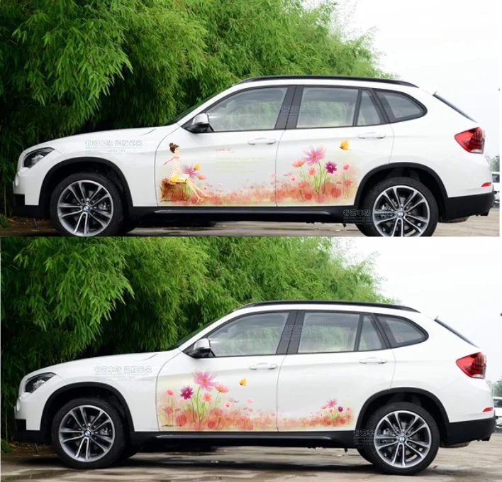 Наклейки для автомобиля с левой стороны Классическая красивая девушка цветок